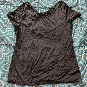 Zyia Active Silky Black Twisted Open Back Tee L